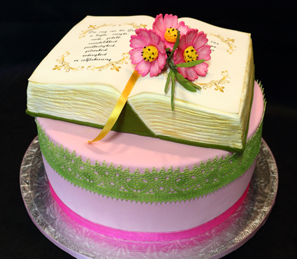 Birthday cake - book with cosmos flowers s