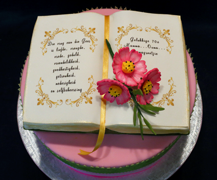 Birthday cake - book with cosmos flowers2 s