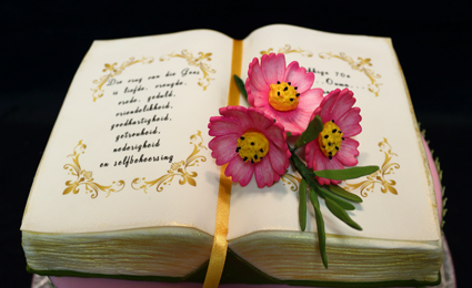 Birthday cake - book with cosmos flowers3 s